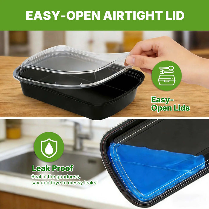 Uni-Pak Meal Prep Containers Reusable with Lids, Sturdy Leakproof & Food Safe, Microwave, Freezer, Dishwasher Safe Prep Containers, To Go Take Out Plastic Food Storage Uni-Pak