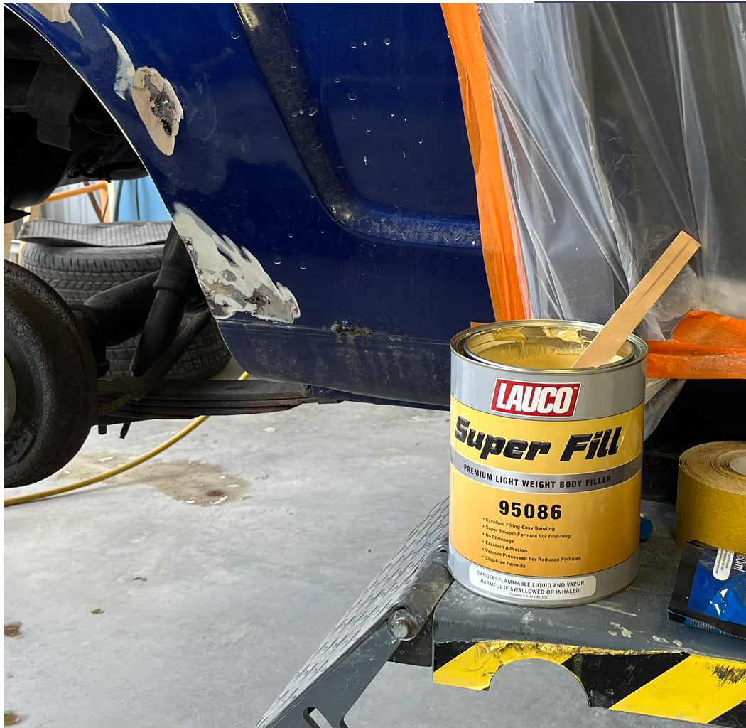 Lauco Super Fill Premium Lightweight Body Filler for Fast & Easy Automotive Repairs, Ideal for Small-Medium Dents & Scratches, Adheres to Fiberglass 95086