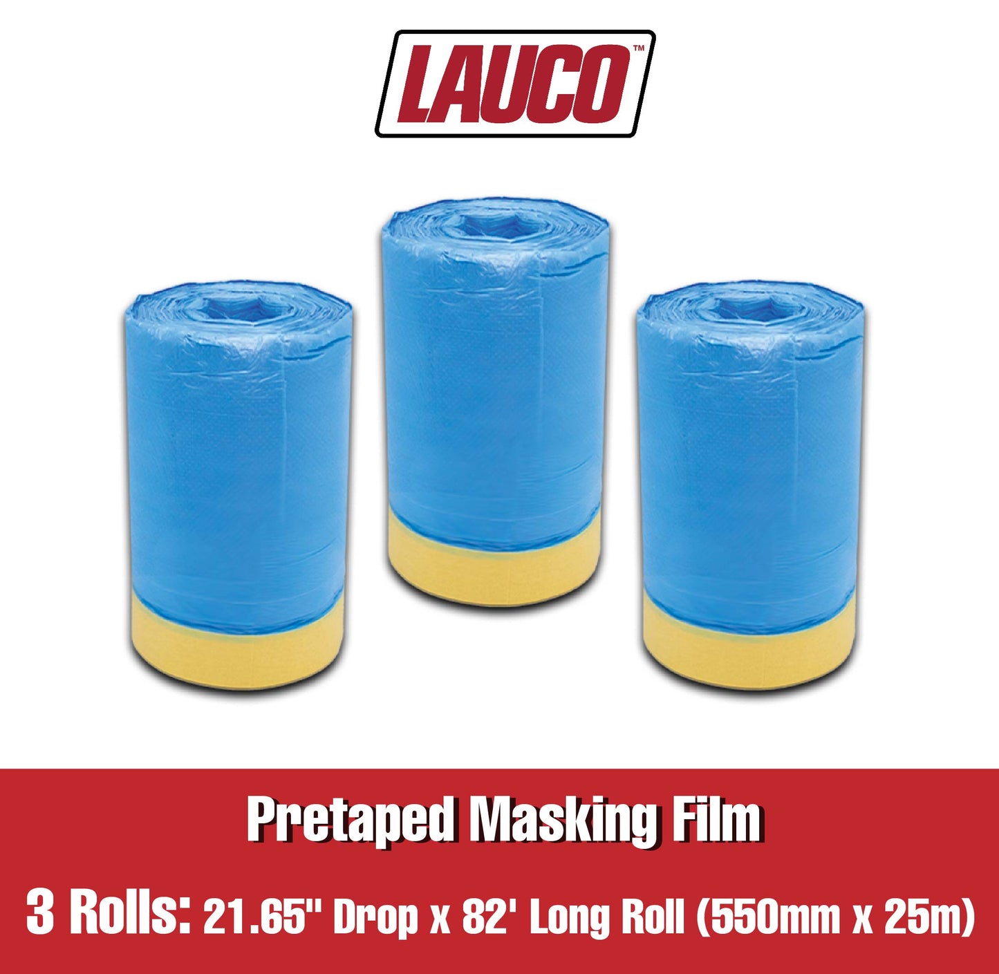 Blue Pretaped Masking Film/Pre-Folded Plastic Protective Sheeting Automotive, Plastic Paint Tape and Drape (3 PACK)