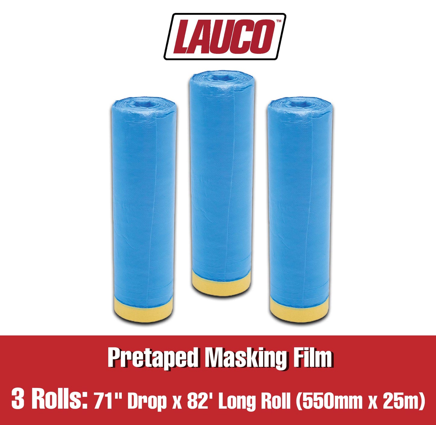 Blue Pretaped Masking Film/Pre-Folded Plastic Protective Sheeting Automotive, Plastic Paint Tape and Drape (3 PACK)