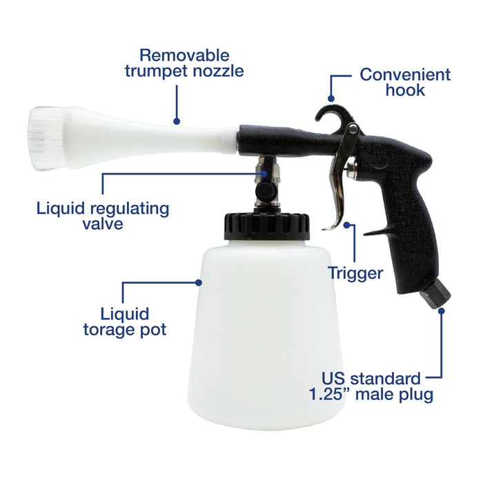 High Pressure Car Cleaning Tornado Air Gun Kit with 1L Foam Bottle, 2 Set Nozzle Sprayer Connector for Car Detailing - 26514