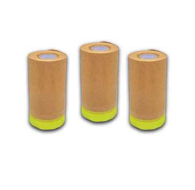 Pre-Taped Brown Masking Paper for Painting Tape and Drape Painters Paper, Paint Adhesive Protective Paper Roll for Car, and Furniture Protection