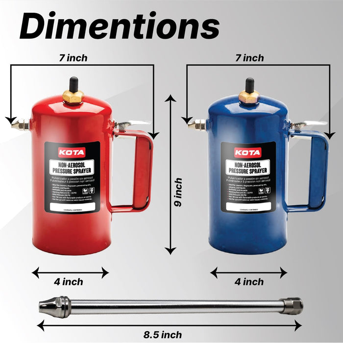 KOTA Non-Aerosol Pressure Sprayer, Refillable Steel Bottle, 32oz