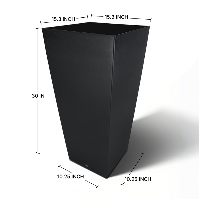 HIG 30-Inch Tall Black Planter – Modern Tapered Square Flower Pot for Indoor & Outdoor Use, Durable Plastic, Weatherproof & UV Resistant with Drainage Hole, Large Decorative Plant Container