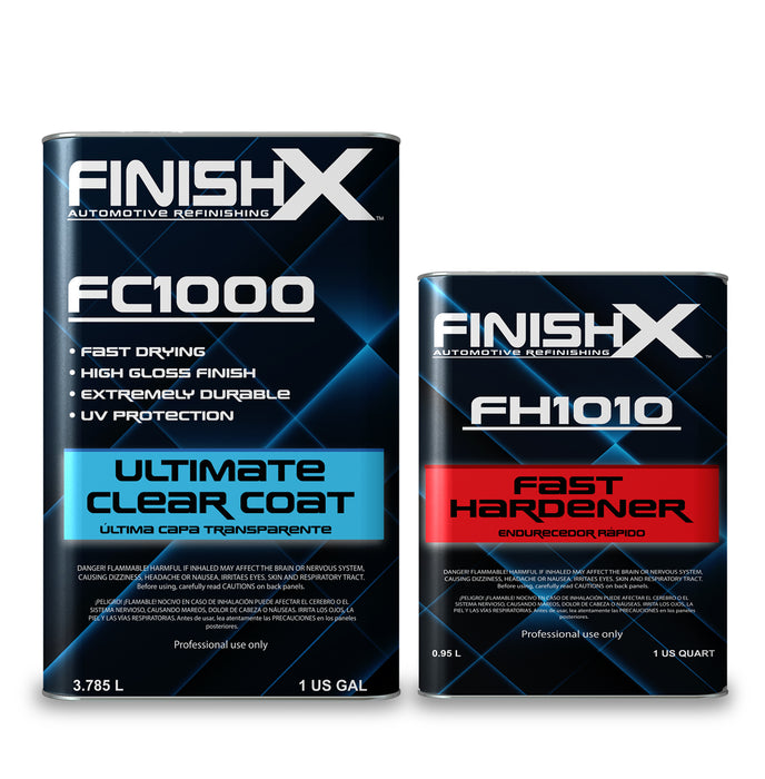 FinishX Automotive Refinishing Ultimate Clear Coat (FC1000 - 1 Gallon) 4:1 Kit with Fast Activator/Hardener (FH1010 - 1 quart)