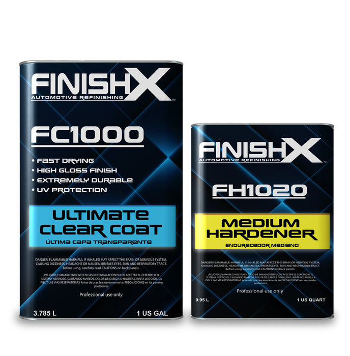 FinishX Automotive Refinishing Ultimate Clear Coat (FC1000 - 1 Gallon) 4:1 Kit with Medium Activator/Hardener (FH1020 - 1 quart)