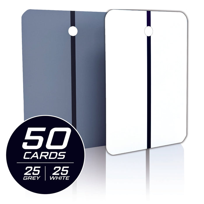 LAUCO Metal Spray Out Cards – White & Medium Grey Automotive Color Matching Test Panels – 4" x 6" Spray Out Sample Cards – Available in 50 Pack & 100 Pack (50 Pack)