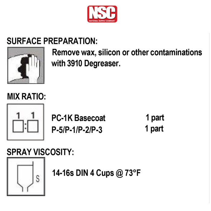 Perfecoat 1k Basecoat Solid Toners, 1 Gallon (Various Colors Available)