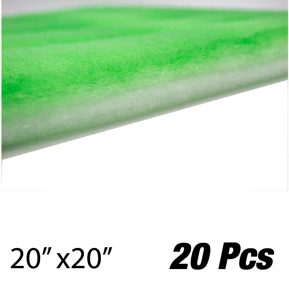Paint Spray booth Tacky Green Single Frame Intake Filter Panel (Internal Wire), 20" x 20" (20 Pack)