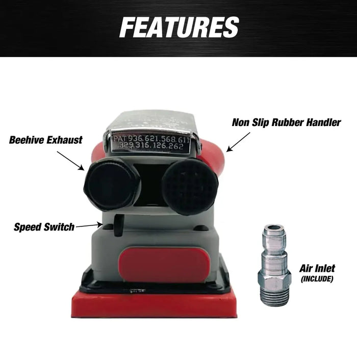 MAXX PROSS Square Pneumatic/ PSA / Vinyl sanding machine 3’ x 4’ / 75 x 100mm/ orbital sander, vibration sanding machine for Car Waxing, Auto Body Work, Wood working, Car Polisher - National Supply Company