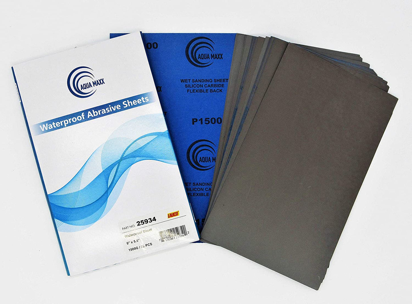 Wet or Dry Sandpaper Finishing Sheets 9x5 inch - 1500 GRIT - Box of 50