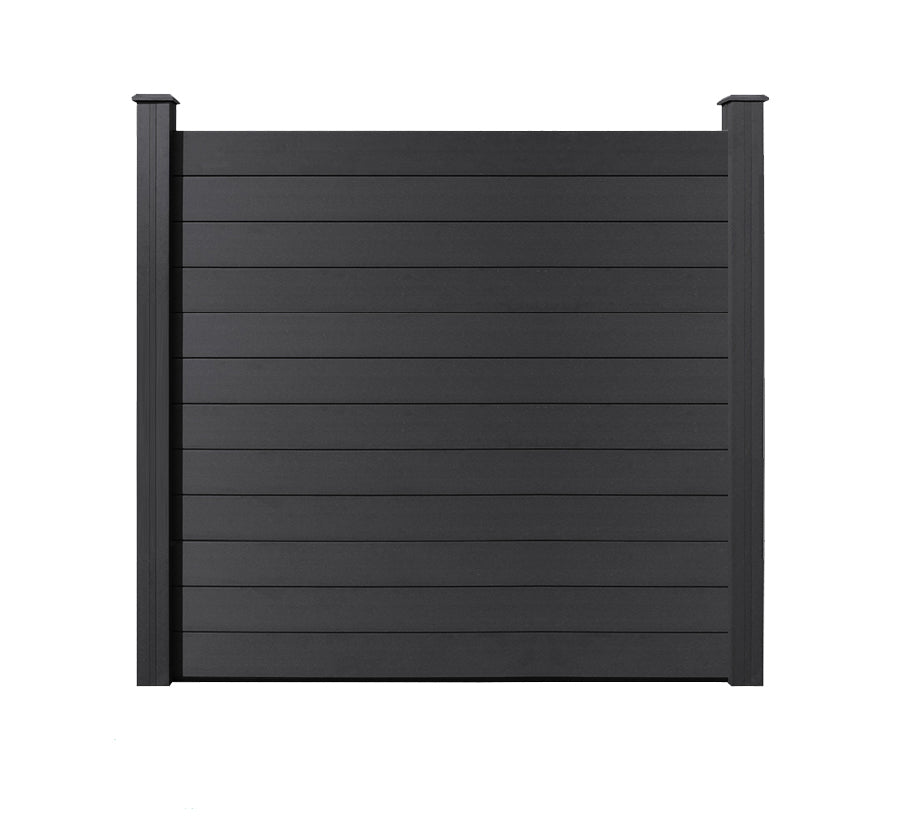 Wood Plastic Composite (WPC) Fencing System - 6ft x 6ft Panel Kit - Easy Installation Fence Panel for Backyard - Privacy Design Fencing Panels - Color: Steel Gray