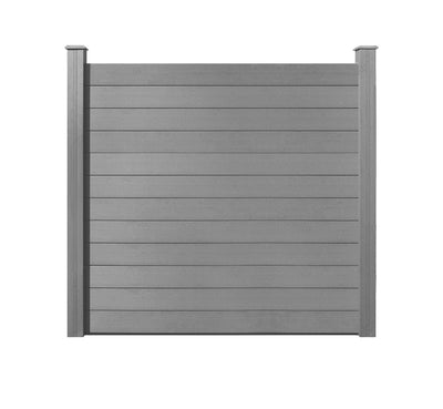 Wood Plastic Composite (WPC) Fencing System - 6ft x 6ft Panel Kit - Easy Installation Fence Panel for Backyard - Privacy Design Fencing Panels - Color: Silver Gray