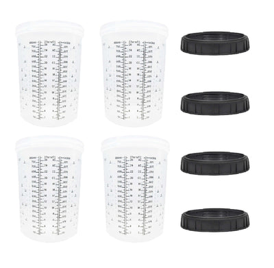 4 Pack Set of Standard Size 27 Ounce (800ml) Hard Cups and Retainer Rings