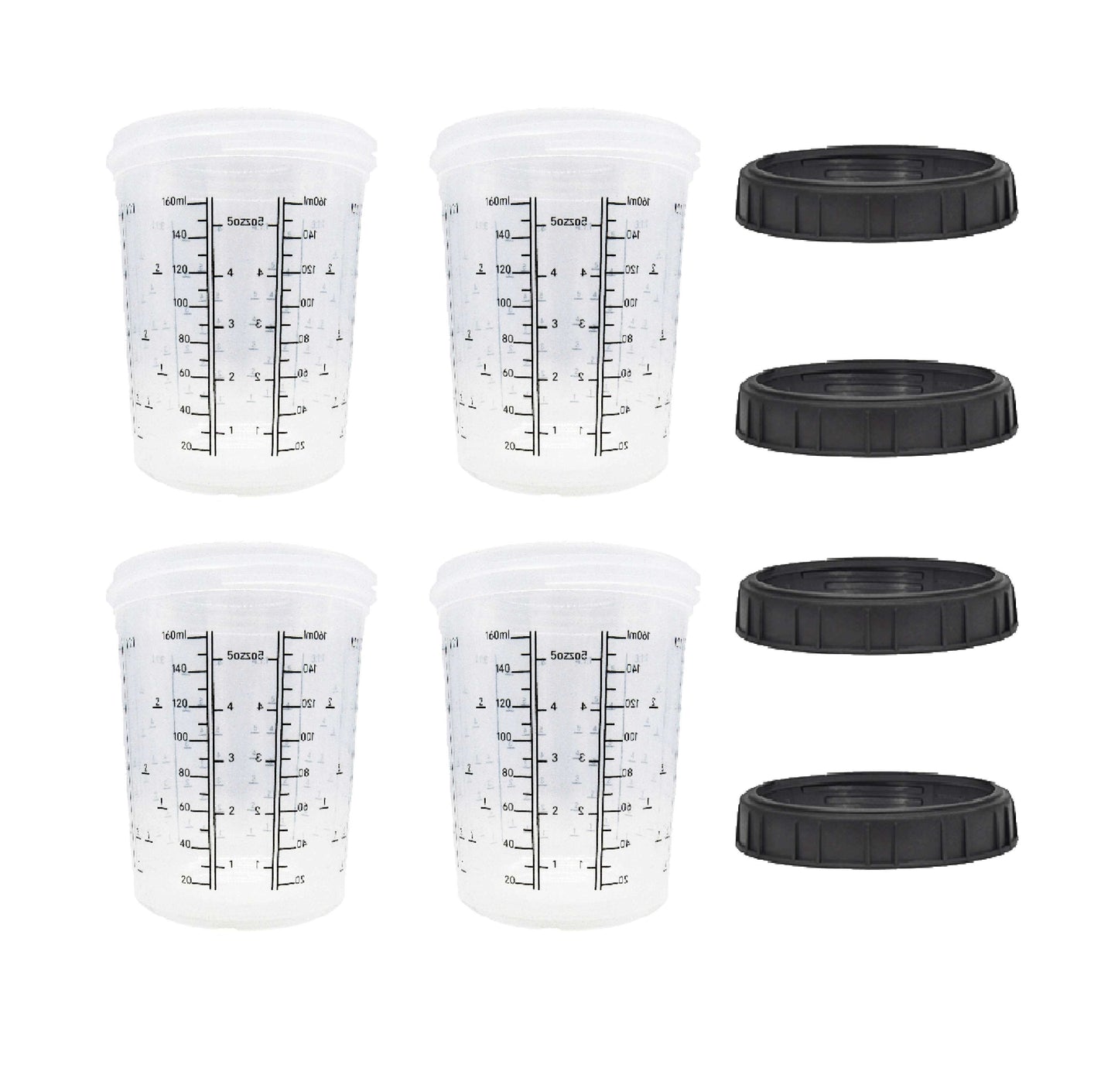 4 Pack Set of Mini Size 6 Ounce (200ml) Hard Cups and Retainer Rings