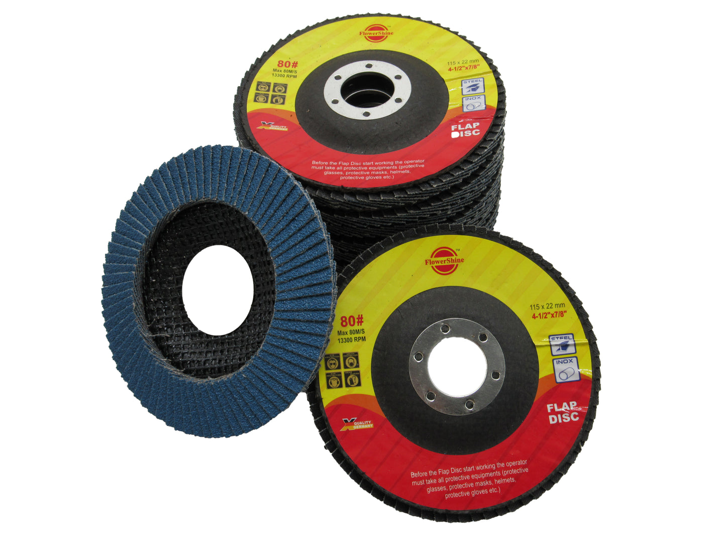 80 Grit Type #29 Flap Discs 4 1/2 inch Wheel Sanding Disc - 10 Pack