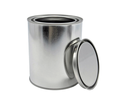 Empty Metal Quart Paint Cans with Lids - Box of 50