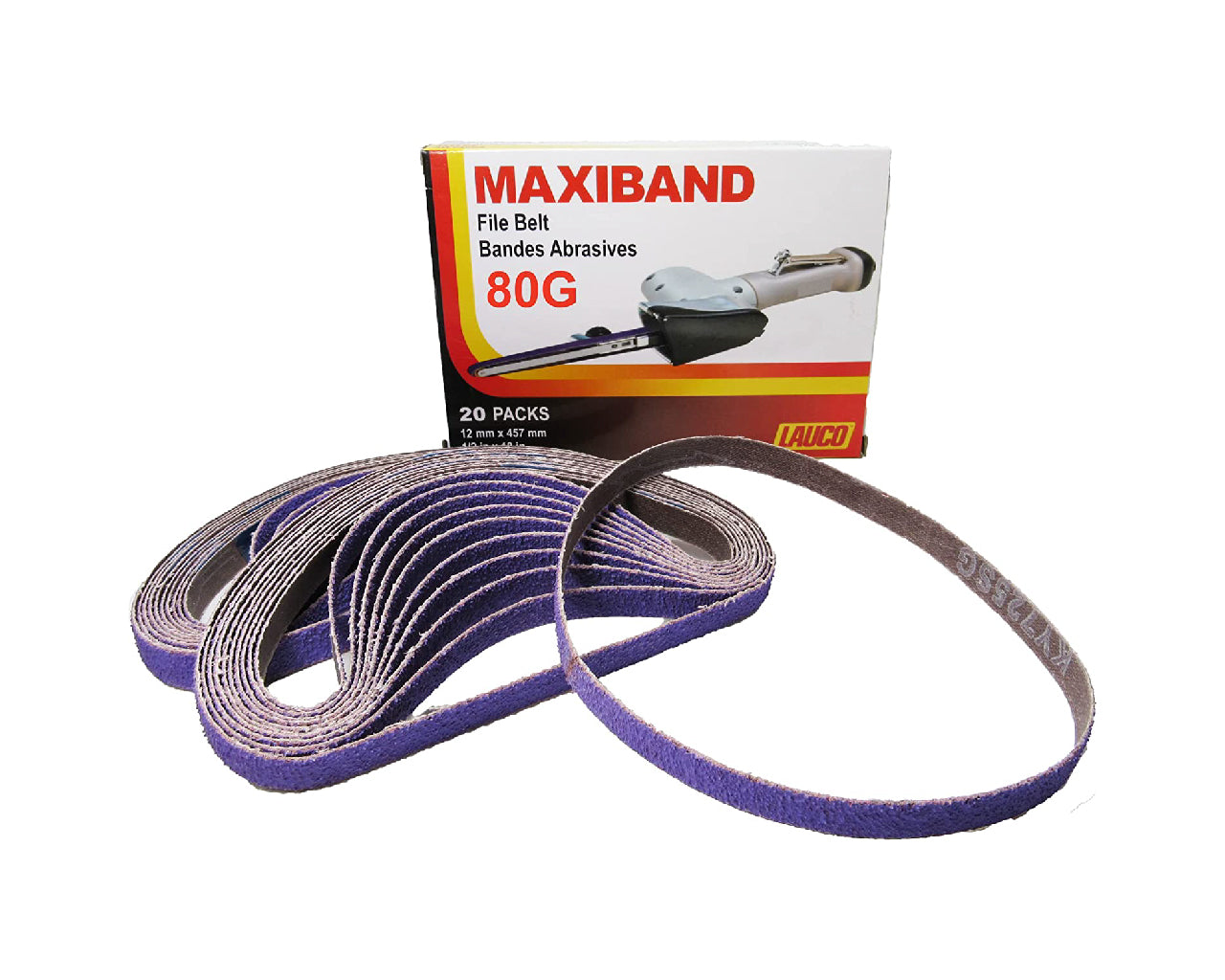 MAXIBAND File Belt Bandes Abrasives - Purple Sanding Belt 1/2 in x 18 INCH - Pack of 20 (Grit: 80G)