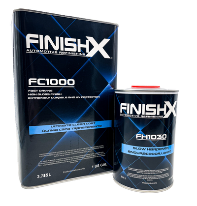 FinishX Automotive Refinishing Ultimate Clear Coat (FC1000 - 1 Gallon) 4:1 Kit with Slow Activator/Hardener (FH1030 - 1 quart)