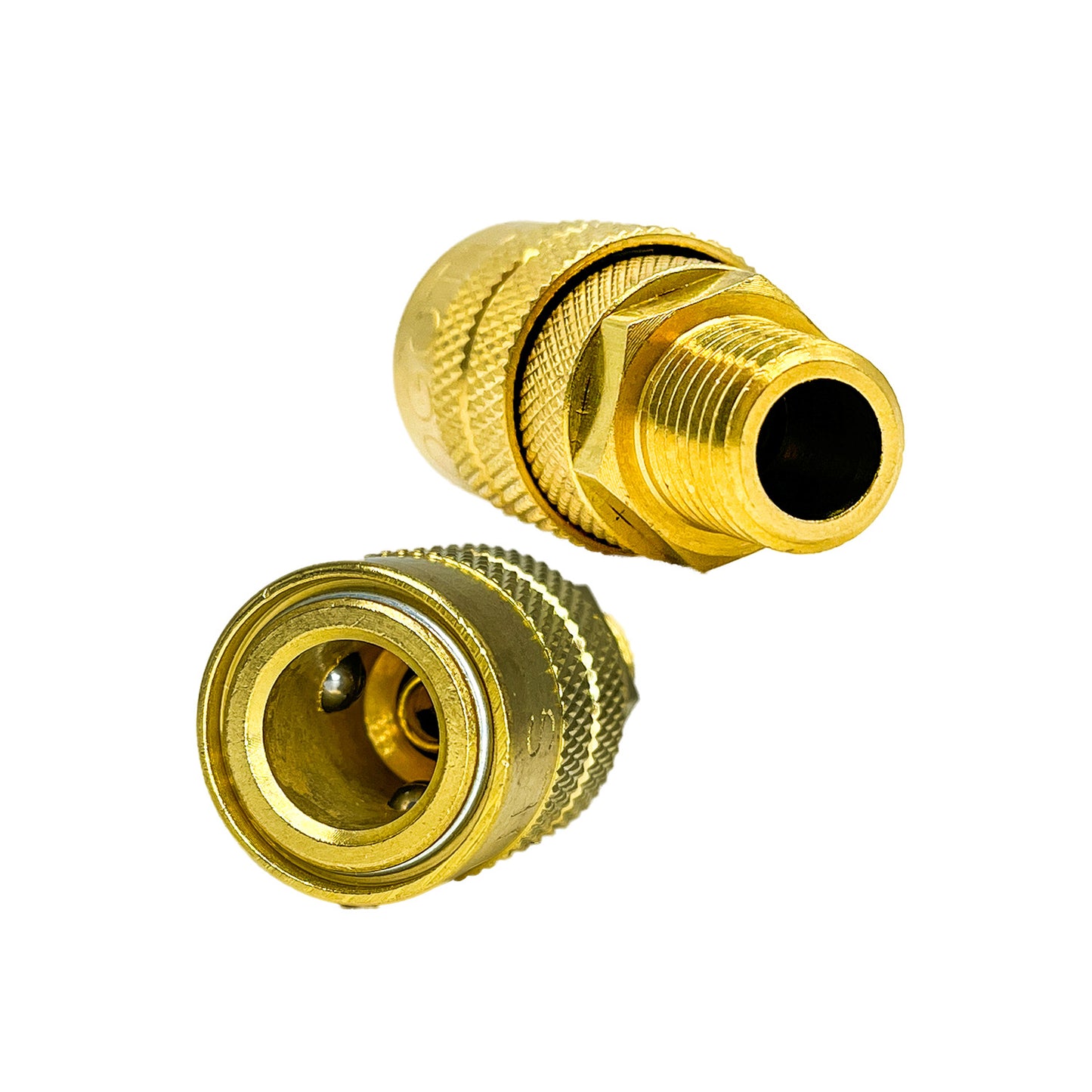 1/4" Npt Male Quick Connect Coupler Air Tool Fittings, Industrial M-Style Coupler W/ Brass Finish For Quickly And Safely Disconnect Air Hose Pack Of 10