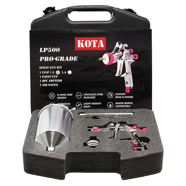 KOTA Paint Spray Gun Kit LVLP 1.3mm or 1.4mm Nozzle with Aluminum Cup