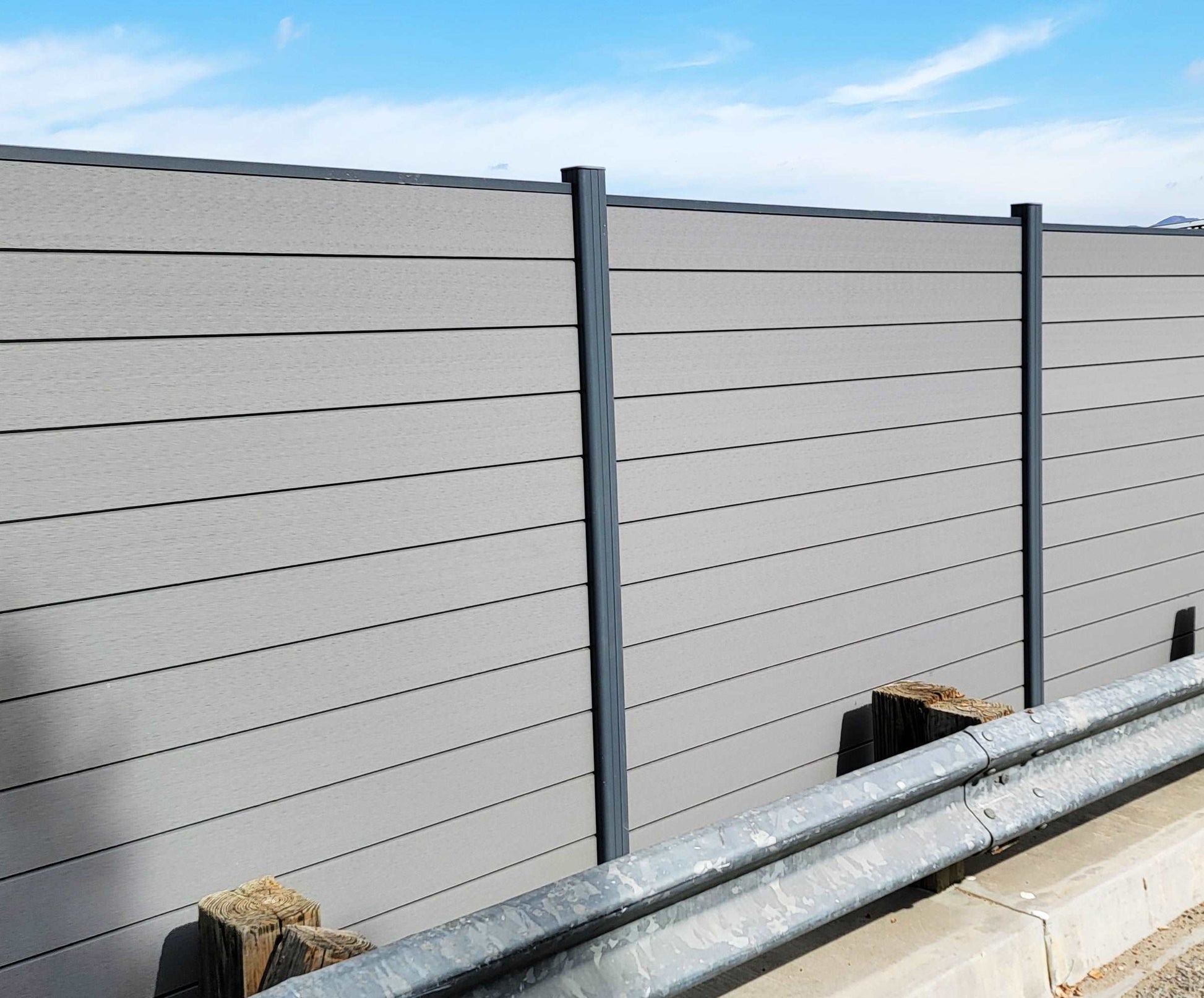 Wood Plastic Composite (WPC) Fencing System - 6ft x 6ft Panel Kit - Easy Installation Fence Panel for Backyard - Privacy Design Fencing Panels - Color: Silver Gray